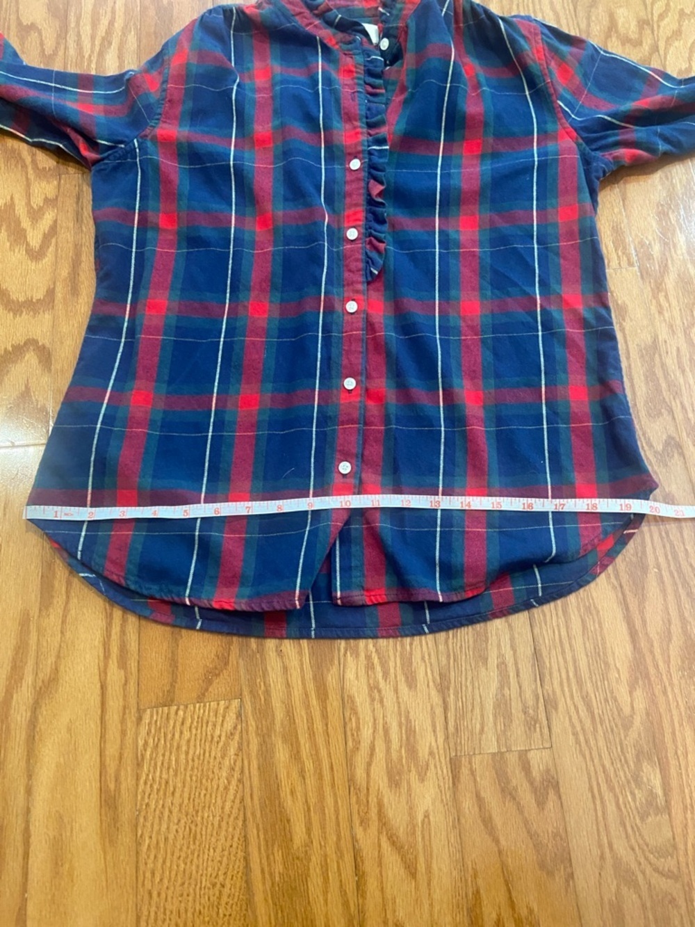 Trovata Michelle Plaid Blouse Birds of Paradis Ruffle Collar Cotton Top Size S - Picture 9 of 9
